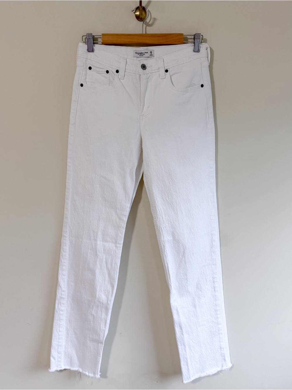 Abercrombie White Mid Rise Jeans Long